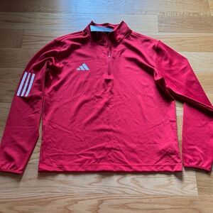 NWT Adidas Red Quarter Zip Pullover with White Stripes